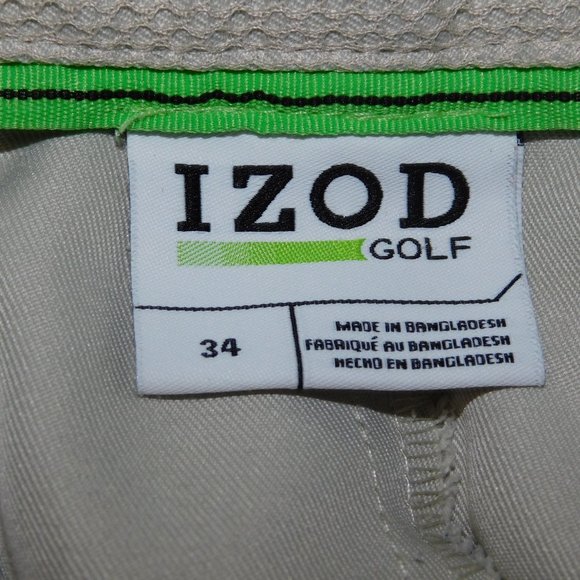 IZOD Golf FlexSwing Mens 34 Beige Flat front casual Shorts - Picture 2 of 8